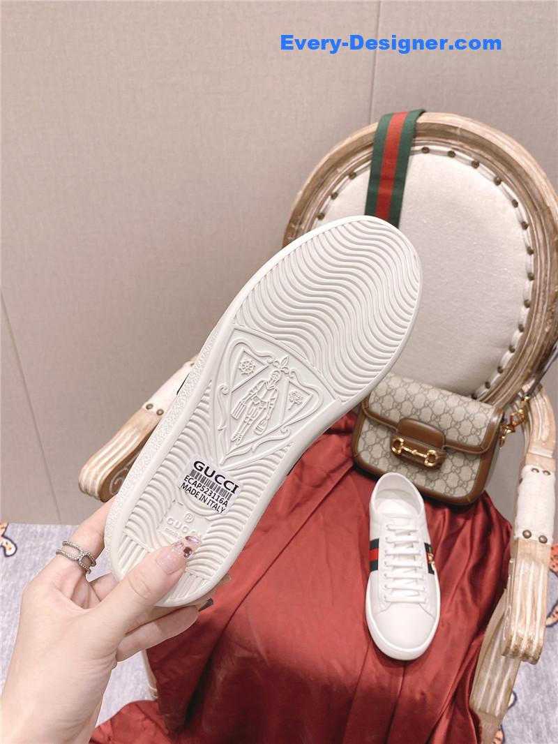 Gucci classic sports lace-up white shoes