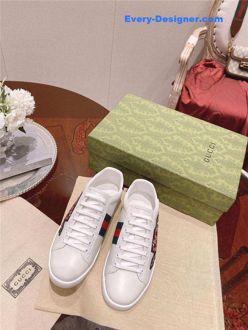 Gucci classic sports lace-up white shoes