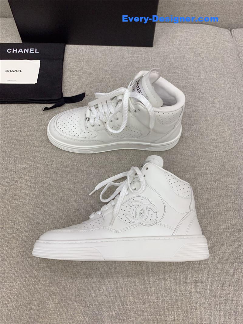 Ch**el white high-top sneakers