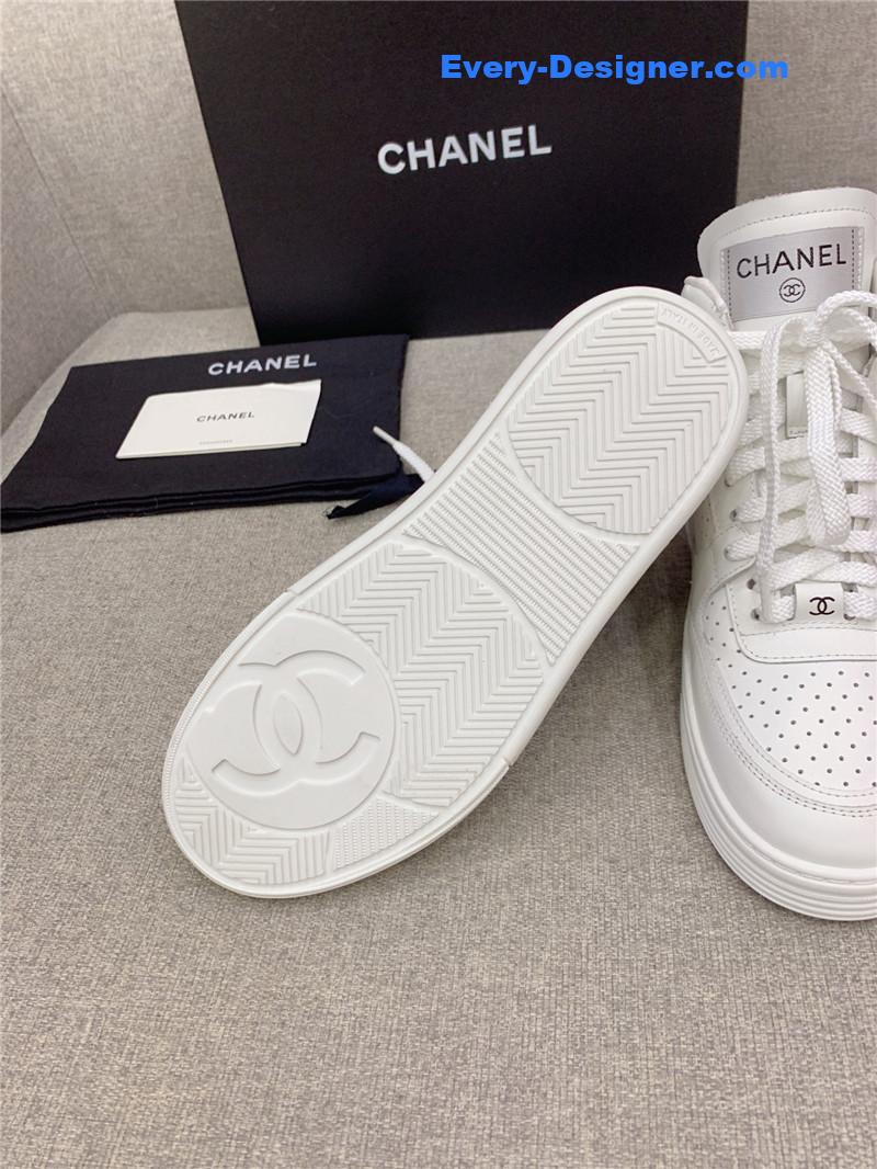 Ch**el white high-top sneakers