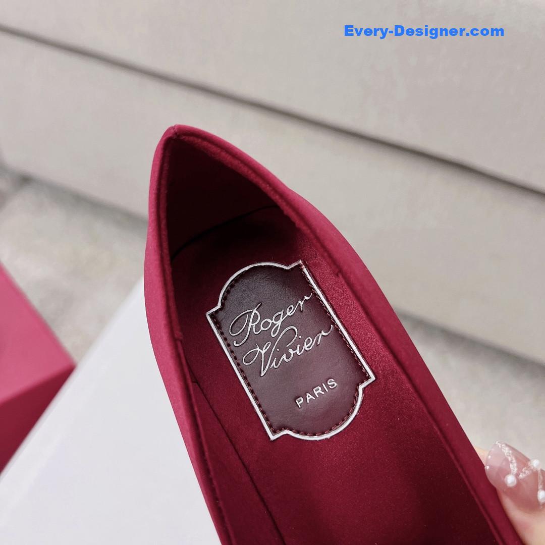 roger vivier silk D1am0nd buckle square heel shoes