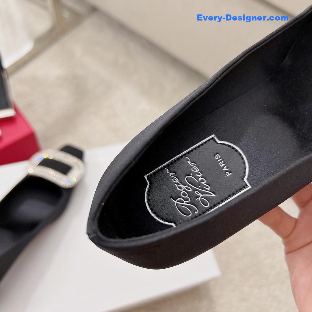 roger vivier silk D1am0nd buckle square heel shoes