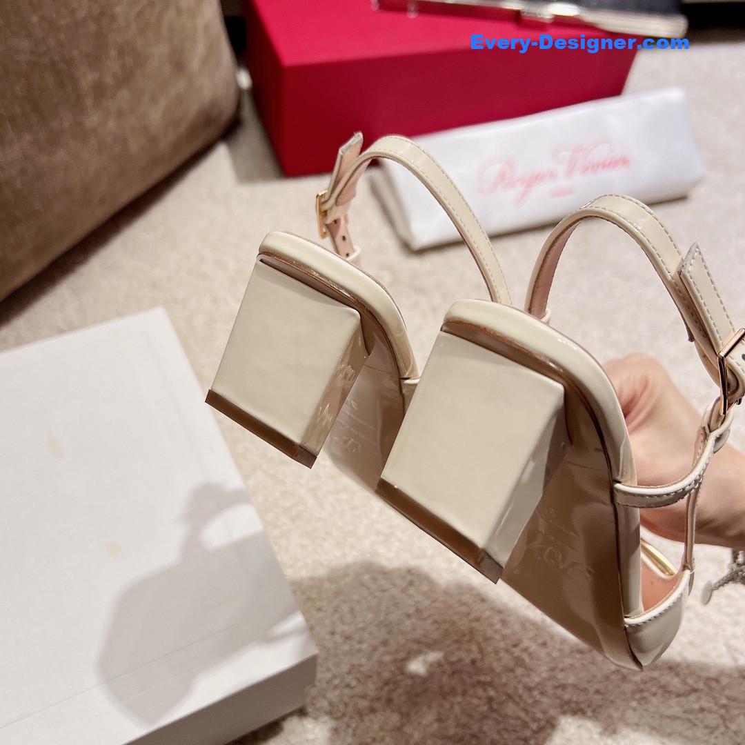 Roger vivier square buckle chunky heel back sandals