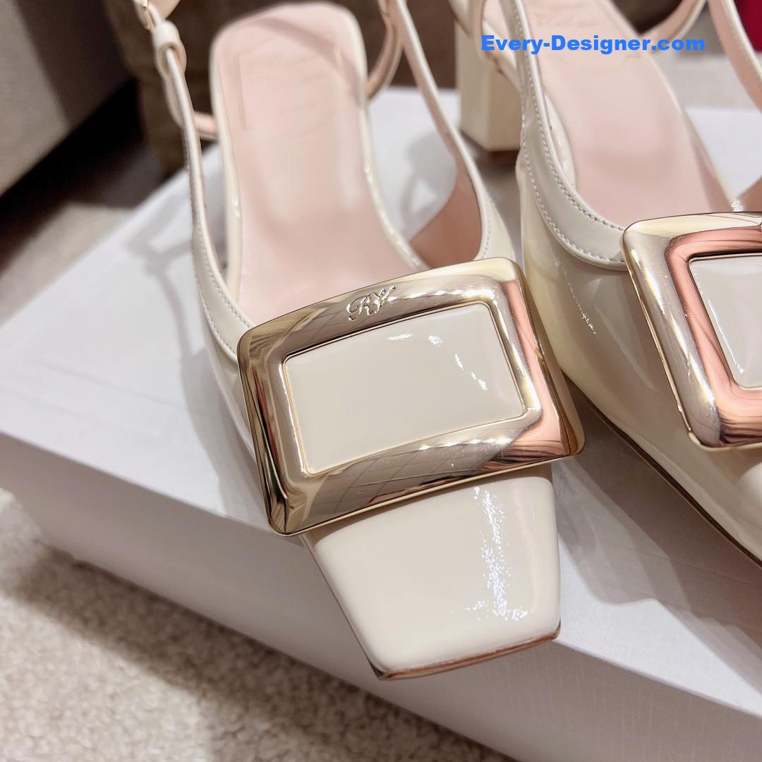 Roger vivier square buckle chunky heel back sandals