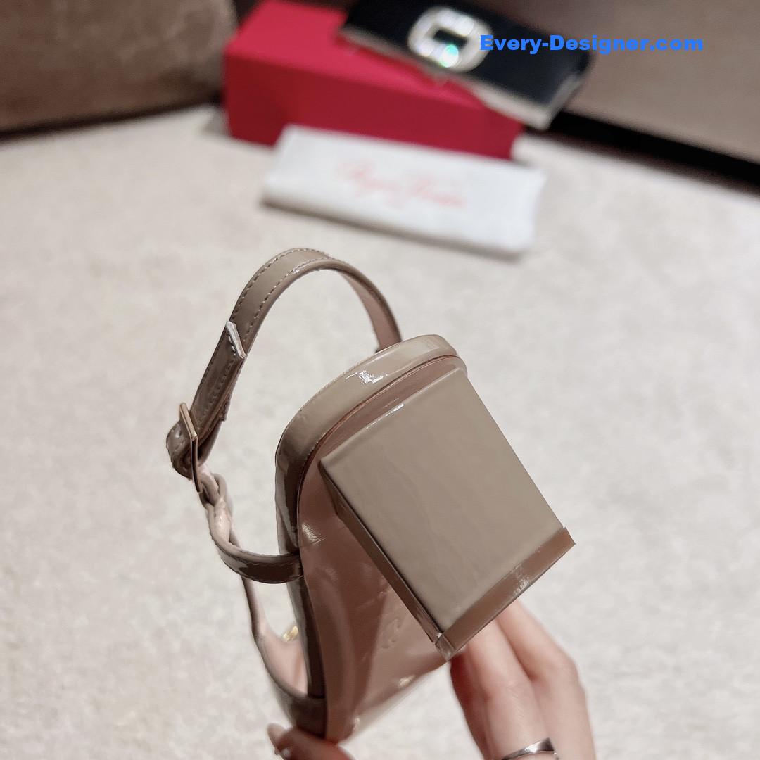 Roger vivier square buckle chunky heel back sandals