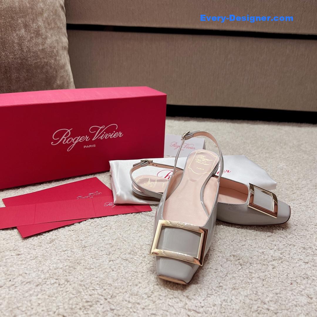 Roger vivier square buckle chunky heel back sandals