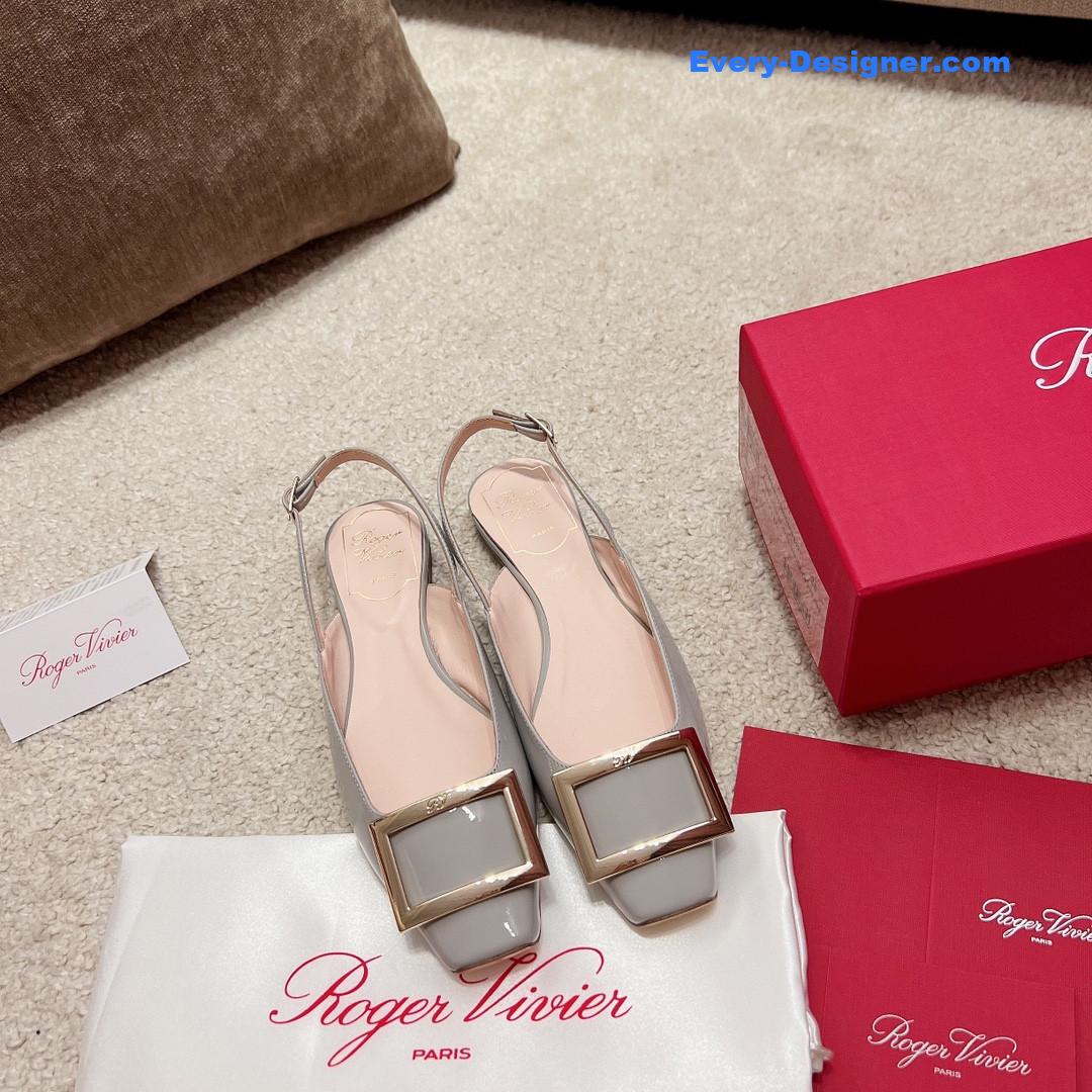 Roger vivier square buckle chunky heel back sandals