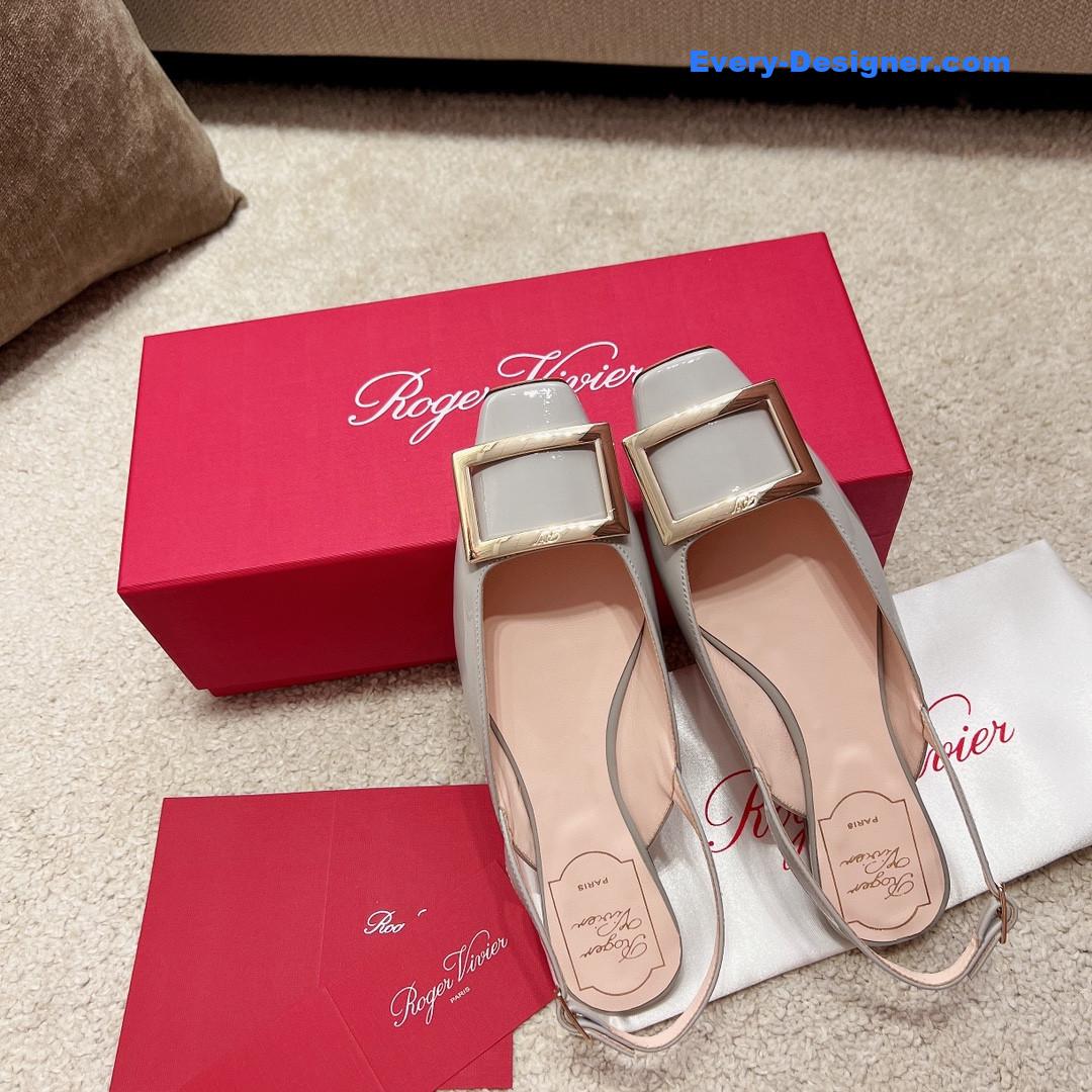 Roger vivier square buckle chunky heel back sandals