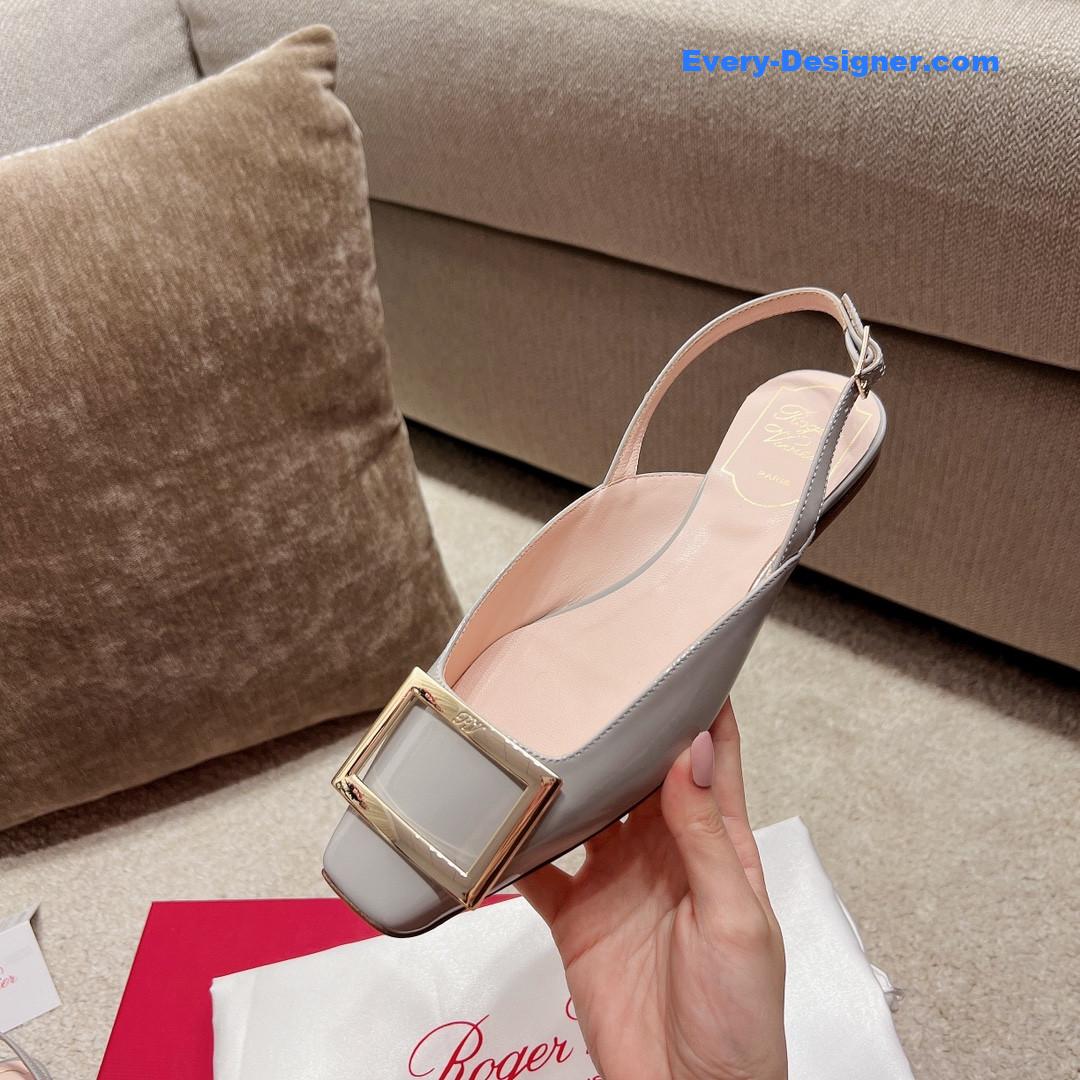 Roger vivier square buckle chunky heel back sandals