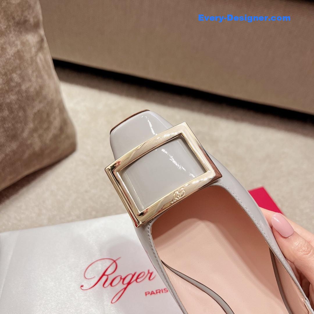 Roger vivier square buckle chunky heel back sandals