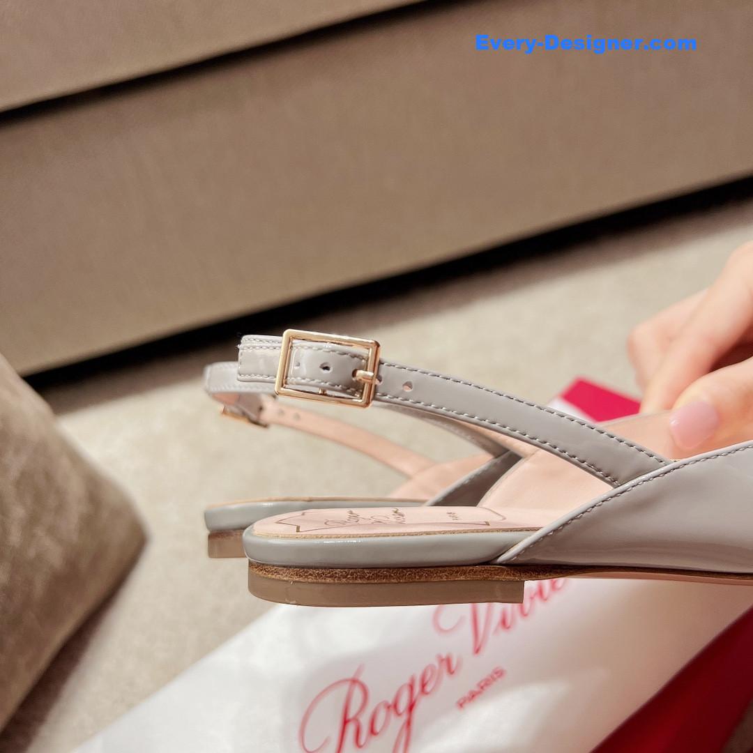 Roger vivier square buckle chunky heel back sandals