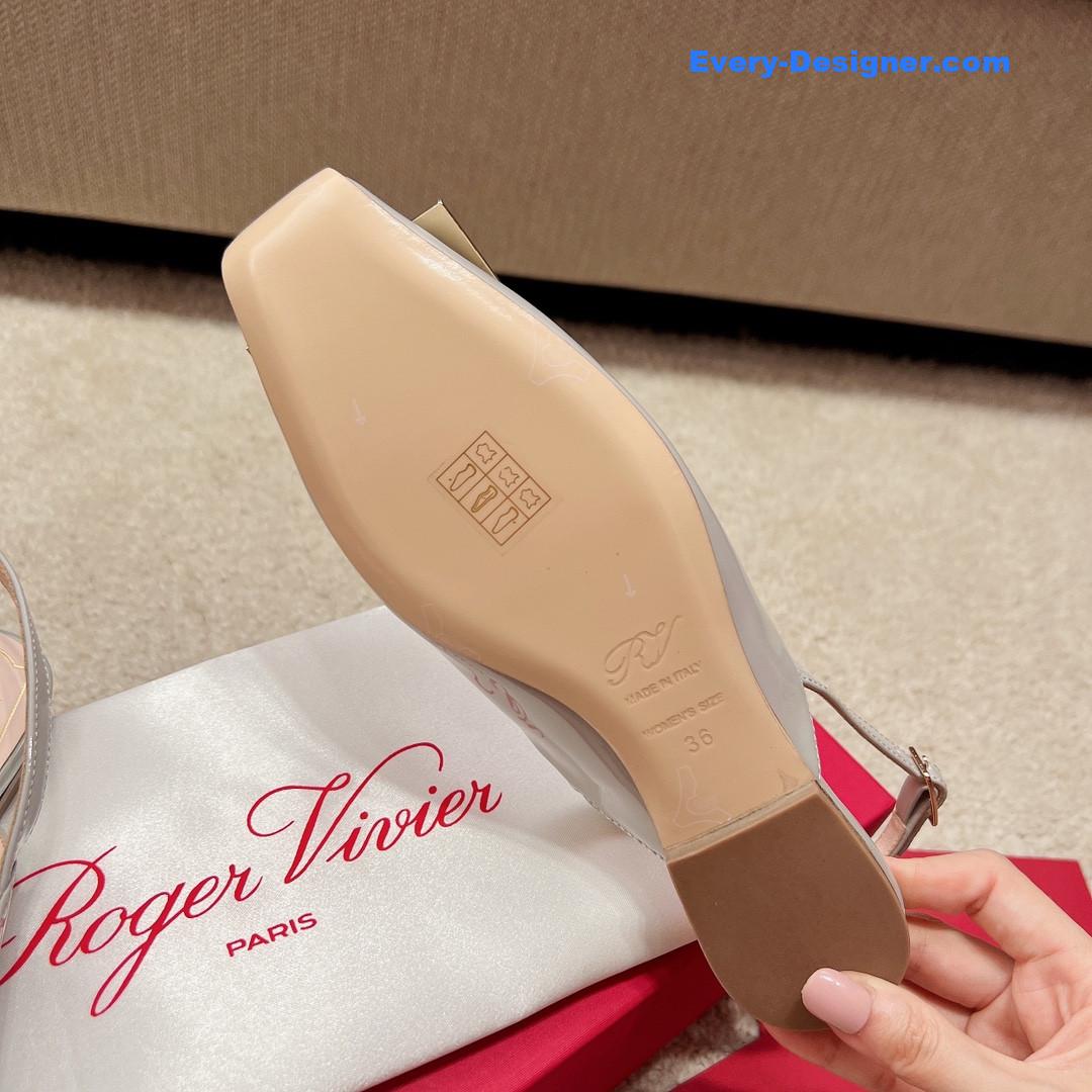 Roger vivier square buckle chunky heel back sandals