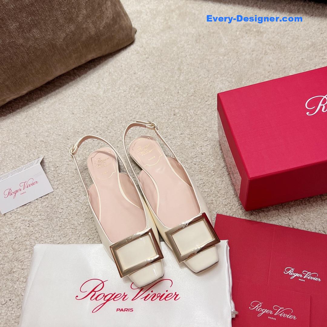 Roger vivier square buckle chunky heel back sandals