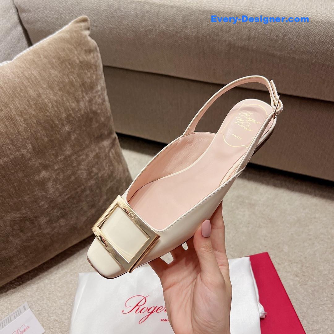 Roger vivier square buckle chunky heel back sandals