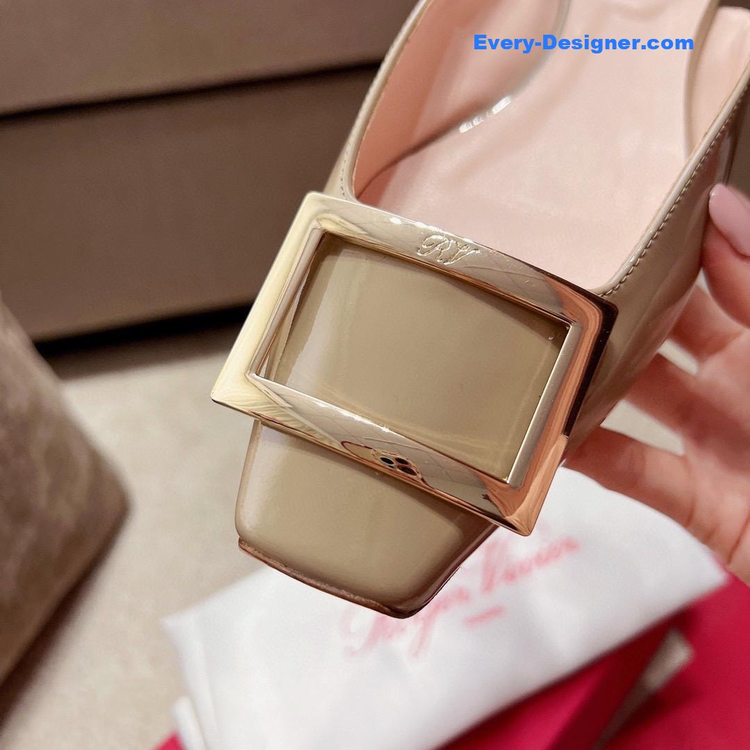 Roger vivier square buckle chunky heel back sandals