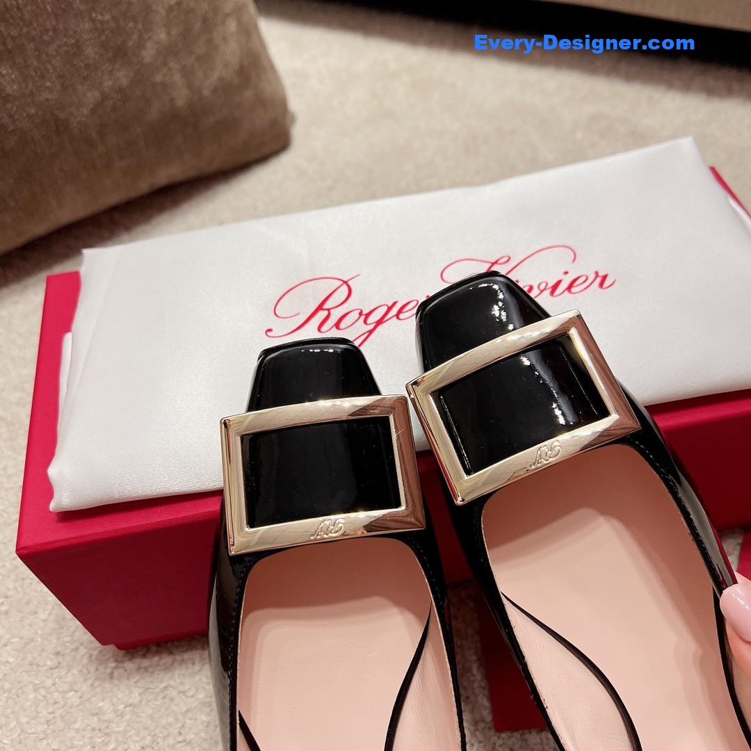 Roger vivier square buckle chunky heel back sandals