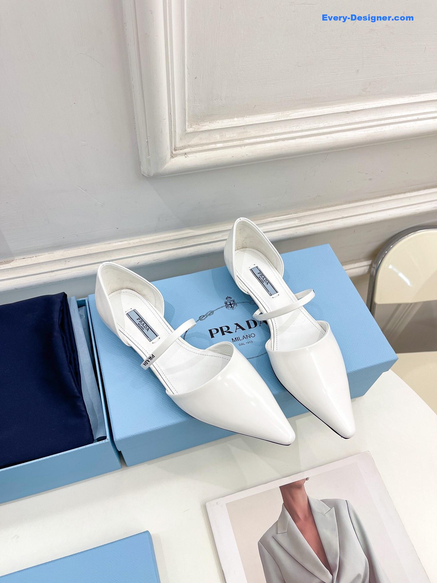 prada catwalk style hollow pointed ballet shoes