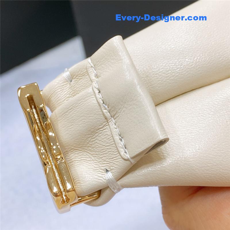 Ch**el smooth Ch**el brass buckle sheepskin elastic belt