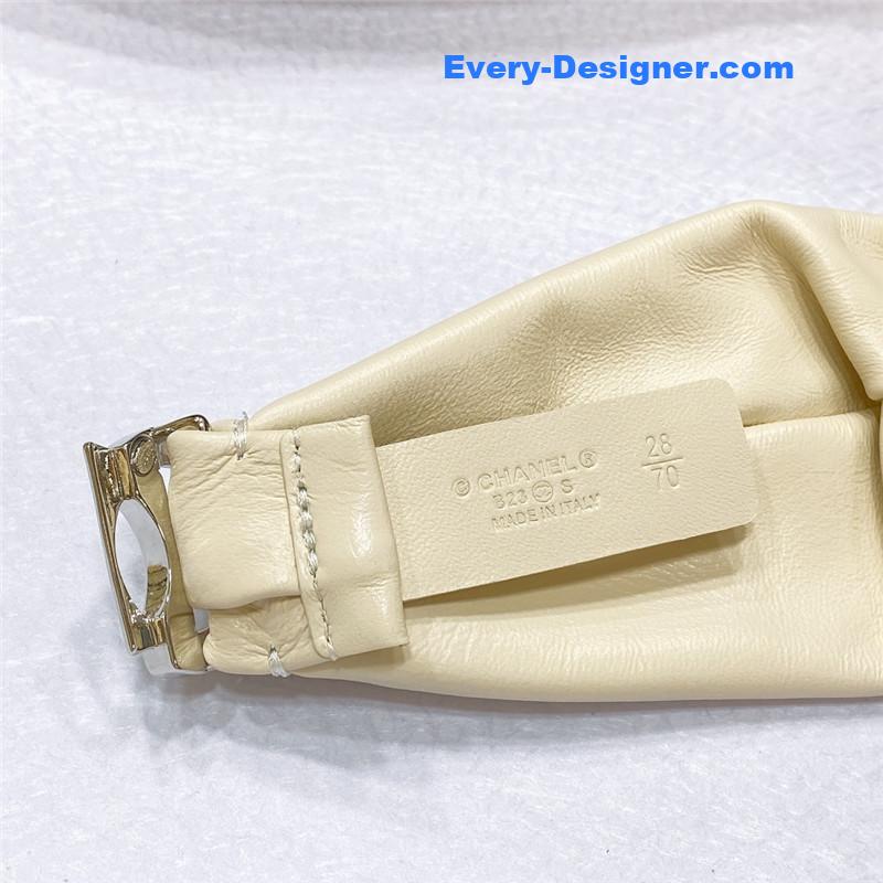 Ch**el smooth Ch**el brass buckle sheepskin elastic belt