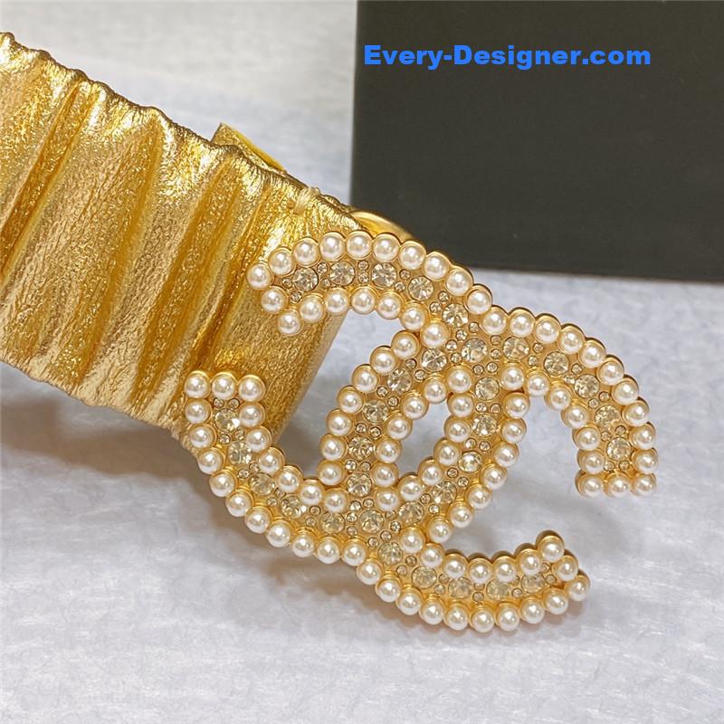 Ch**el smooth Ch**el brass buckle sheepskin elastic belt