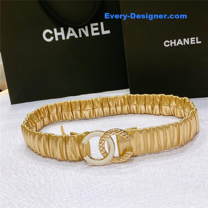 Chanel smooth Chanel brass buckle sheepskin elastic belt
