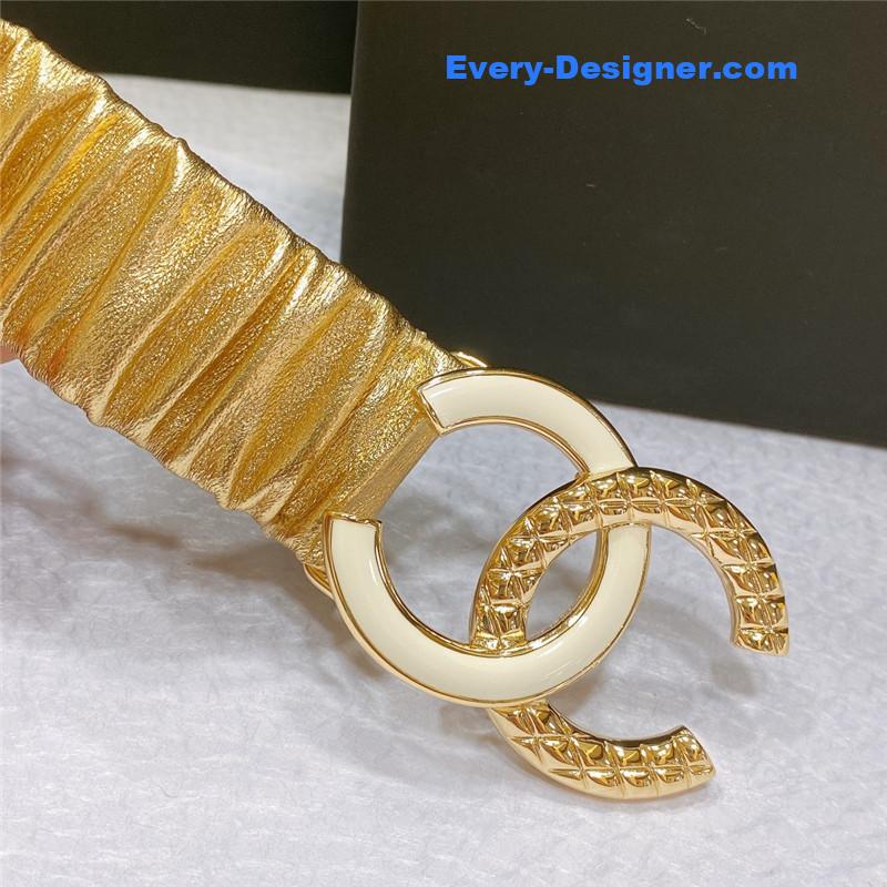 Ch**el smooth Ch**el brass buckle sheepskin elastic belt