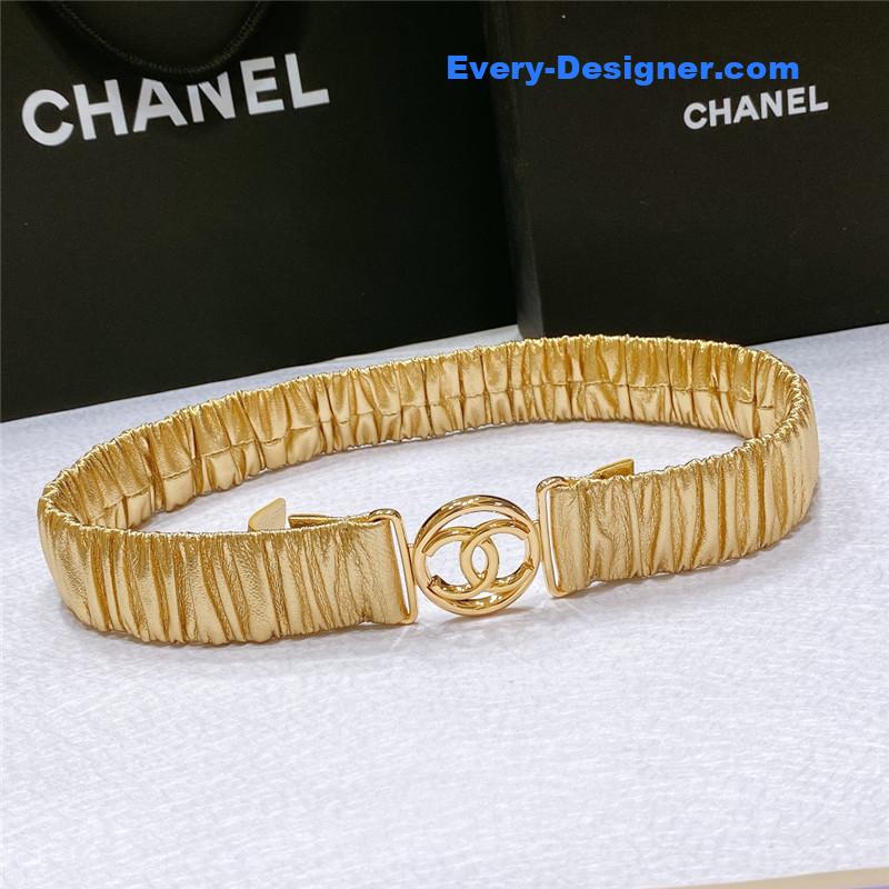 Ch**el smooth Ch**el brass buckle sheepskin elastic belt