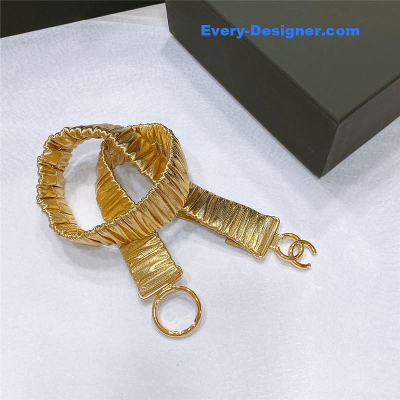 Ch**el smooth Ch**el brass buckle sheepskin elastic belt