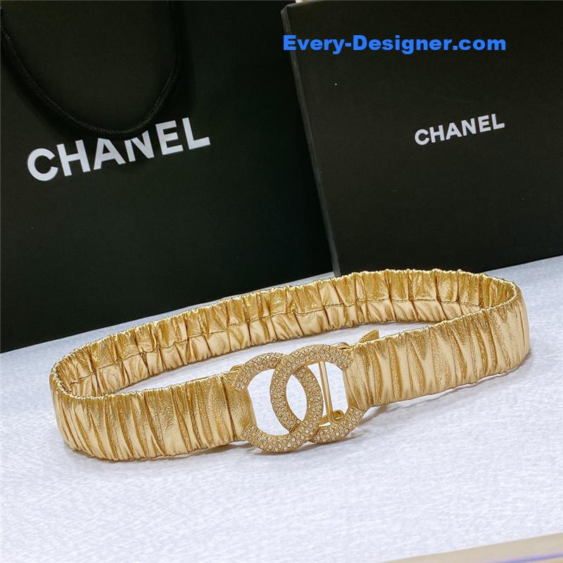 Ch**el smooth Ch**el brass buckle sheepskin elastic belt