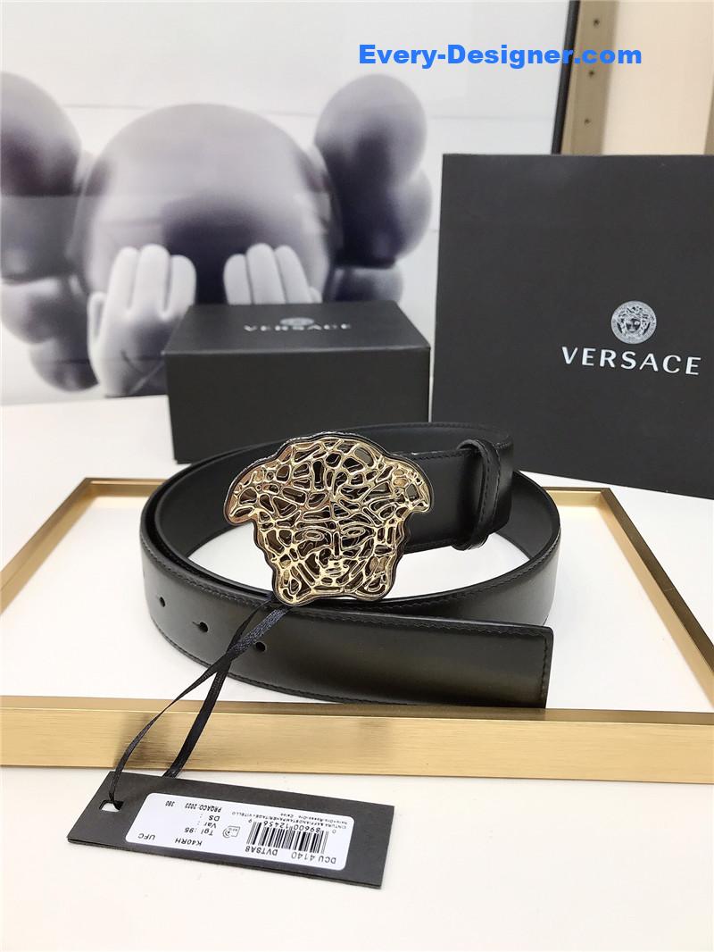 Versace cutout Medusa lam¨¦ buckle belt