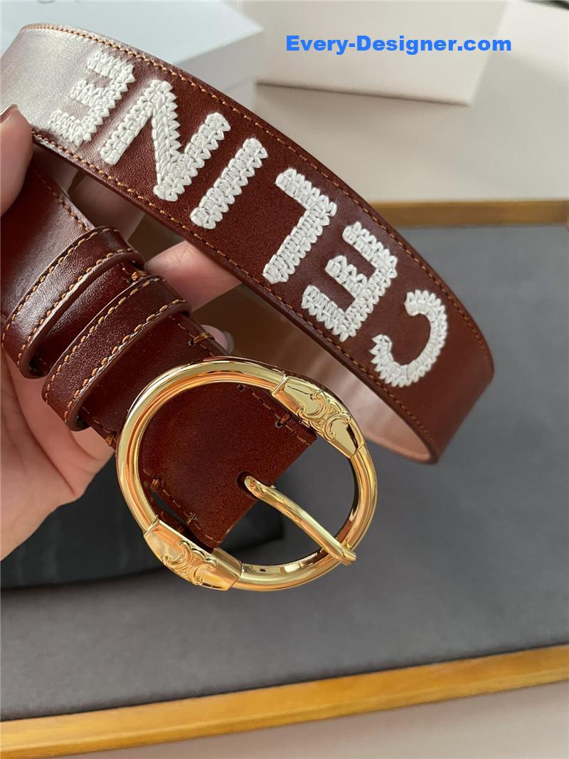 Ce1i*e embroidered belt in vintage calfskin