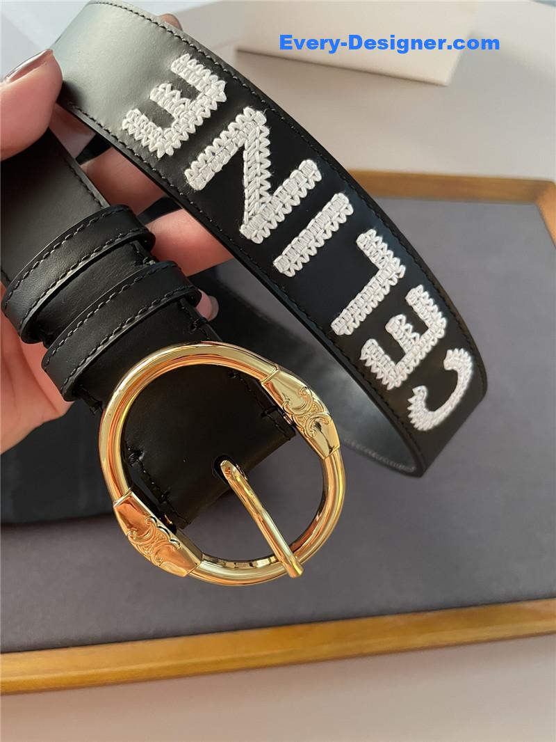 Ce1i*e embroidered belt in vintage calfskin