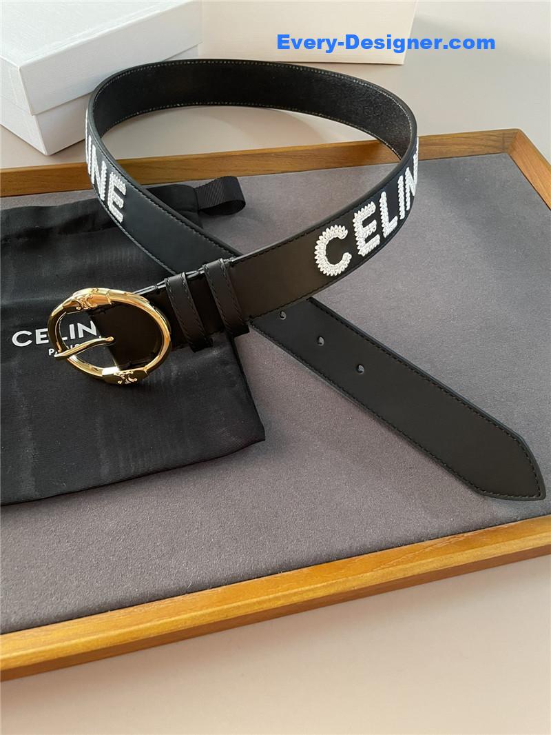 Ce1i*e embroidered belt in vintage calfskin