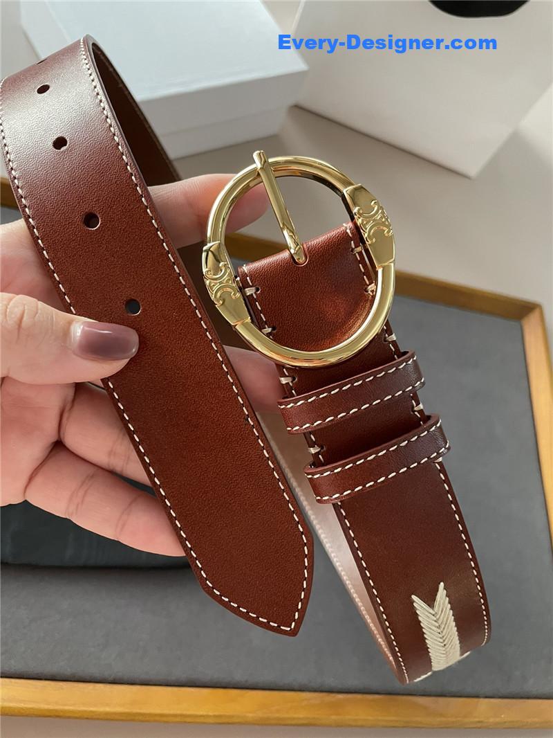 Ce1i*e embroidered belt in vintage calfskin