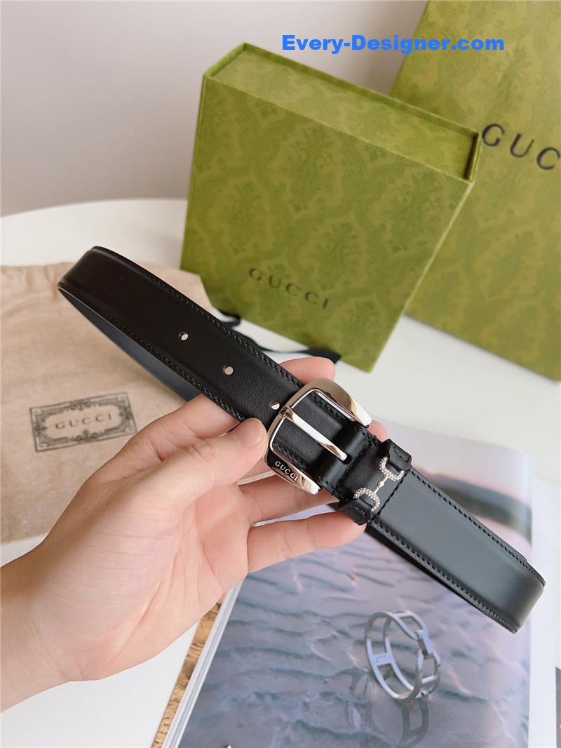 Gucci print embossed leather belt