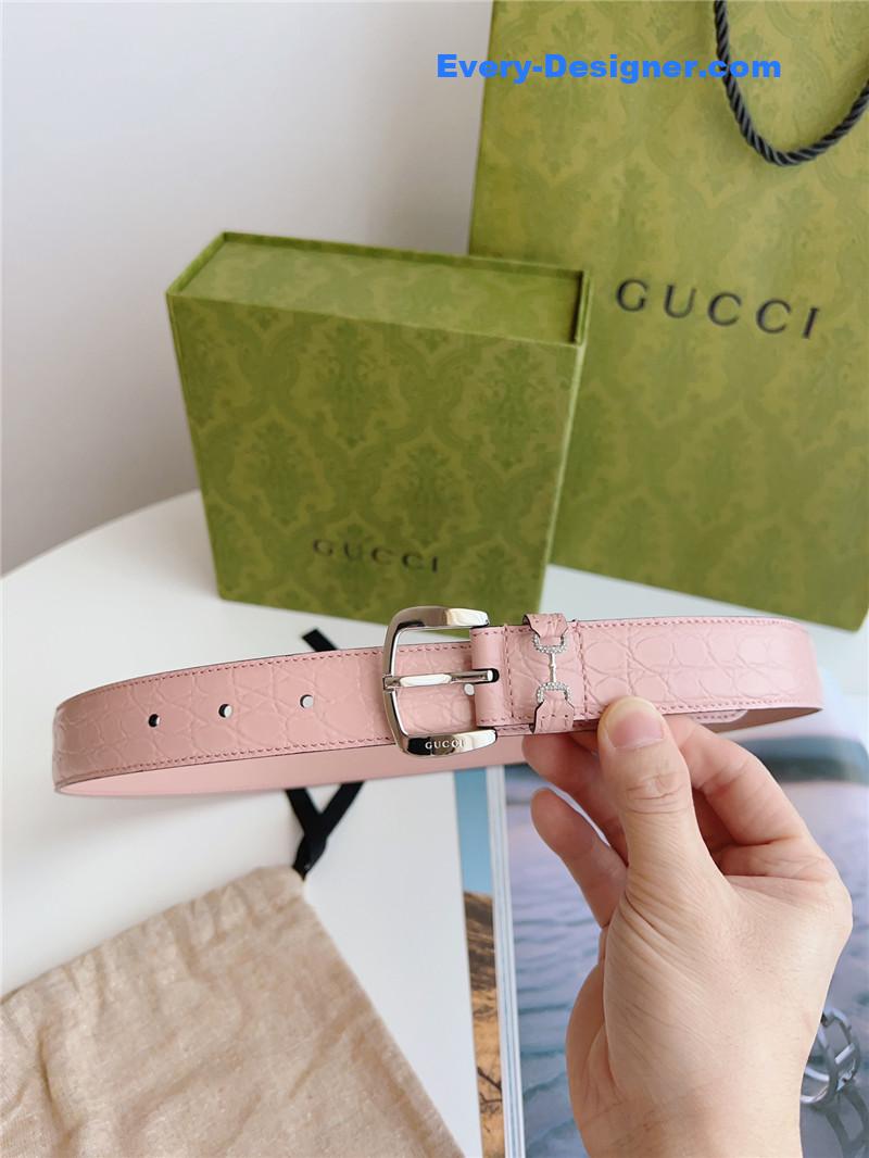 Gucci print embossed leather belt