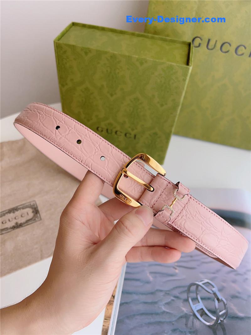 Gucci print embossed leather belt
