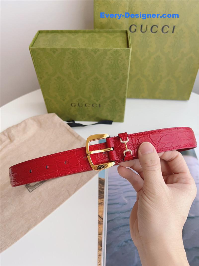 Gucci print embossed leather belt