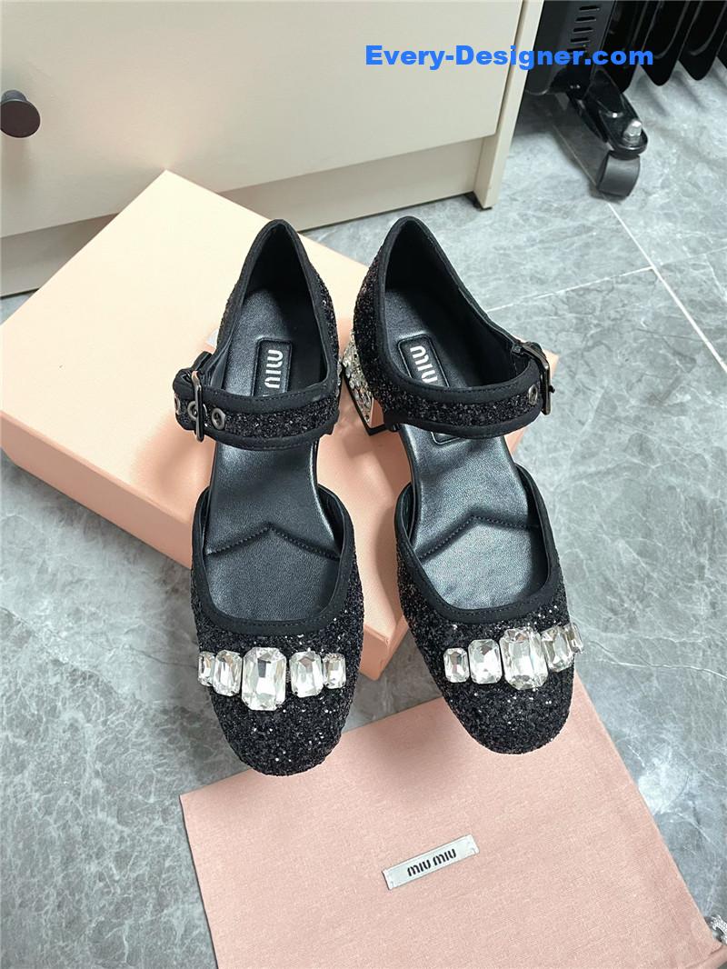 M1um1u mary jane rhinestone heels