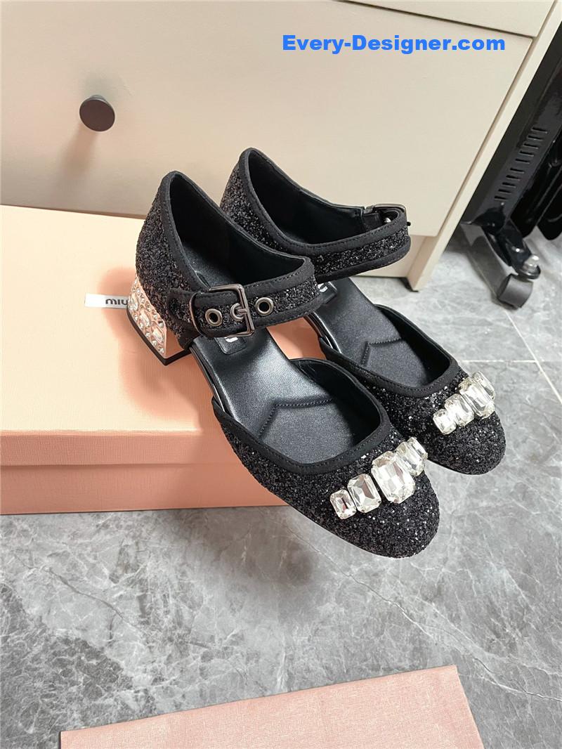 M1um1u mary jane rhinestone heels