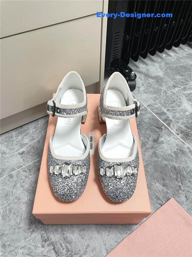 miumiu Mary Jane rhinestone heels