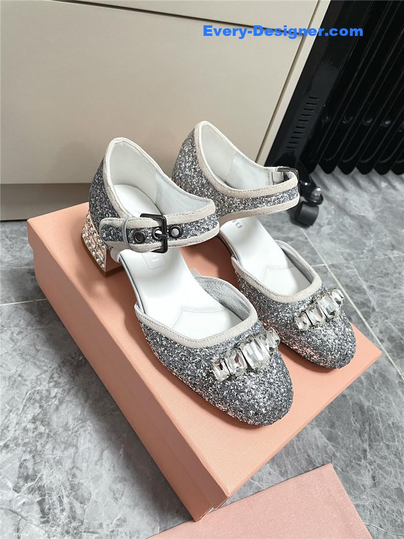 miumiu Mary Jane rhinestone heels