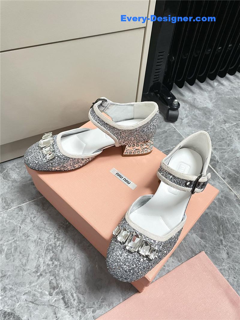 miumiu Mary Jane rhinestone heels