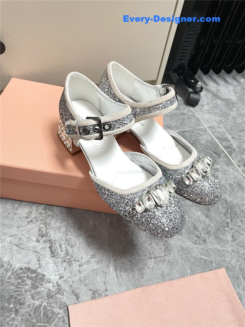 miumiu Mary Jane rhinestone heels