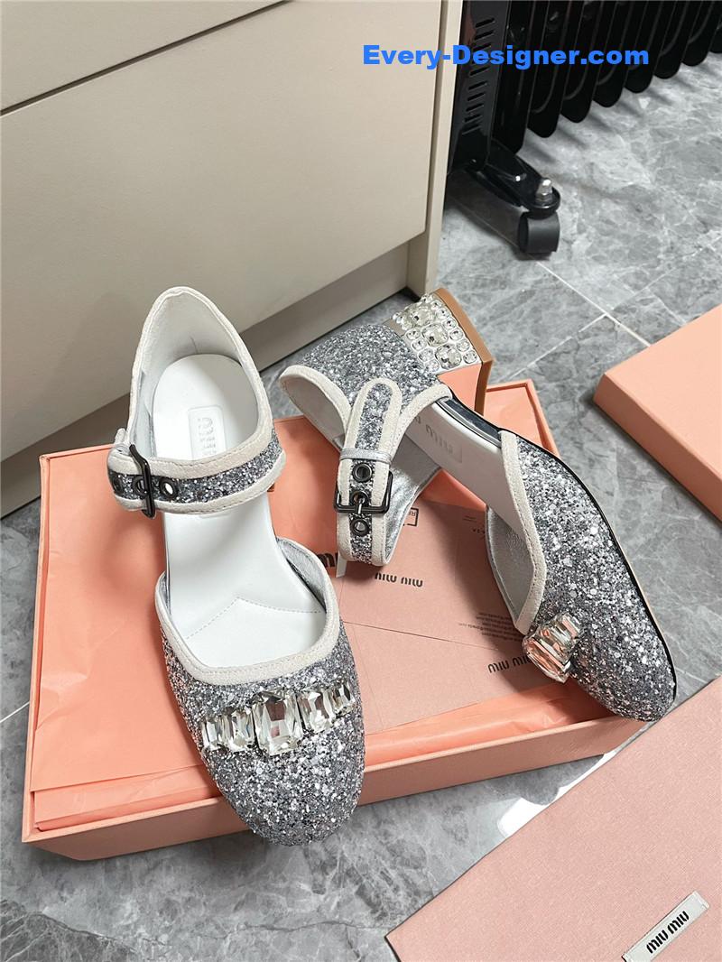 miumiu Mary Jane rhinestone heels