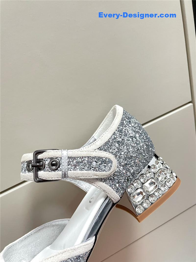 miumiu Mary Jane rhinestone heels