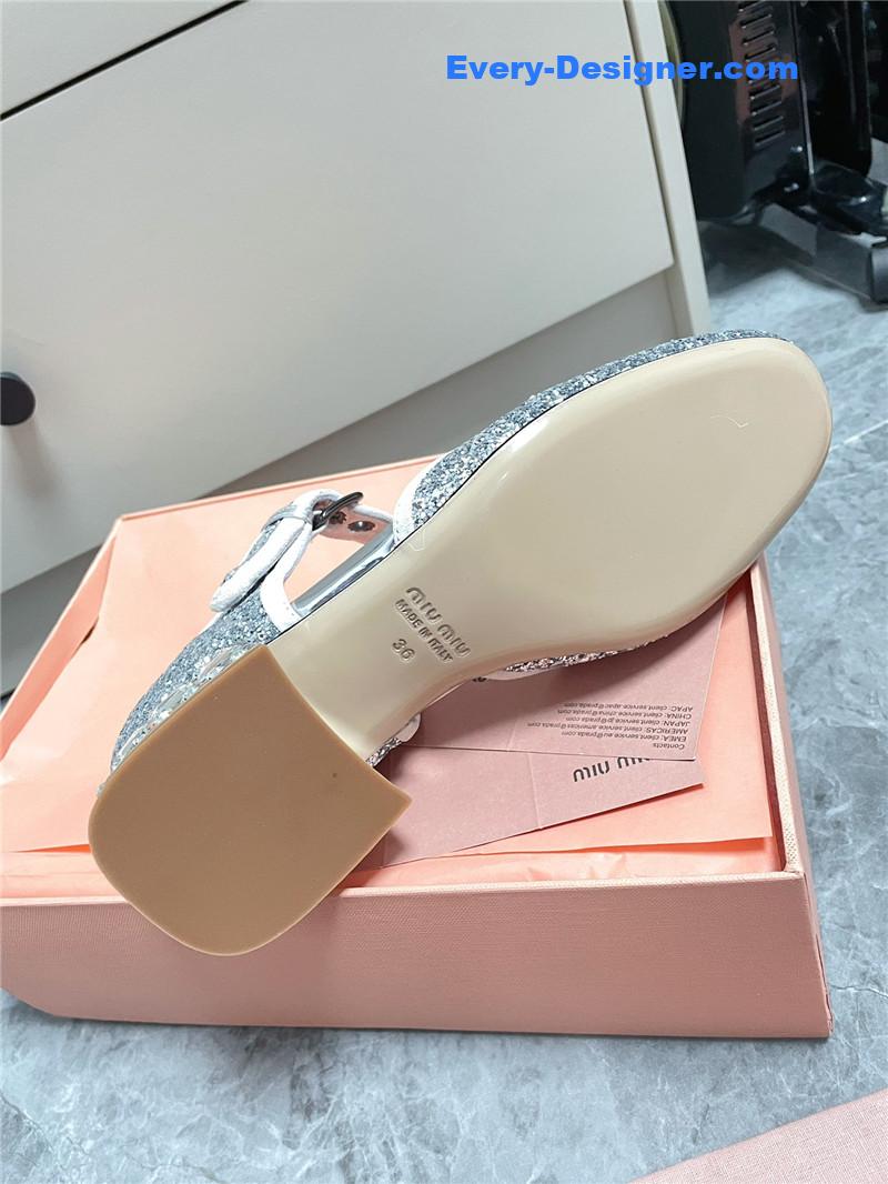 miumiu Mary Jane rhinestone heels