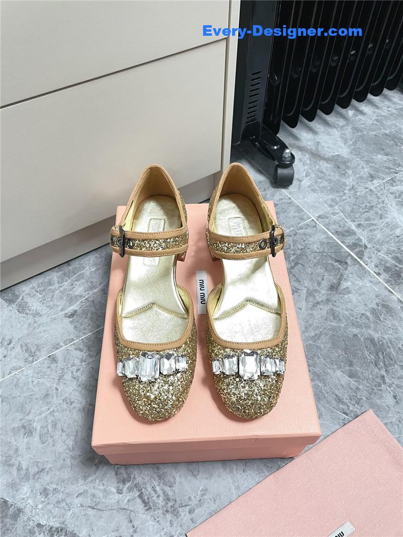 M1um1u mary jane rhinestone heels