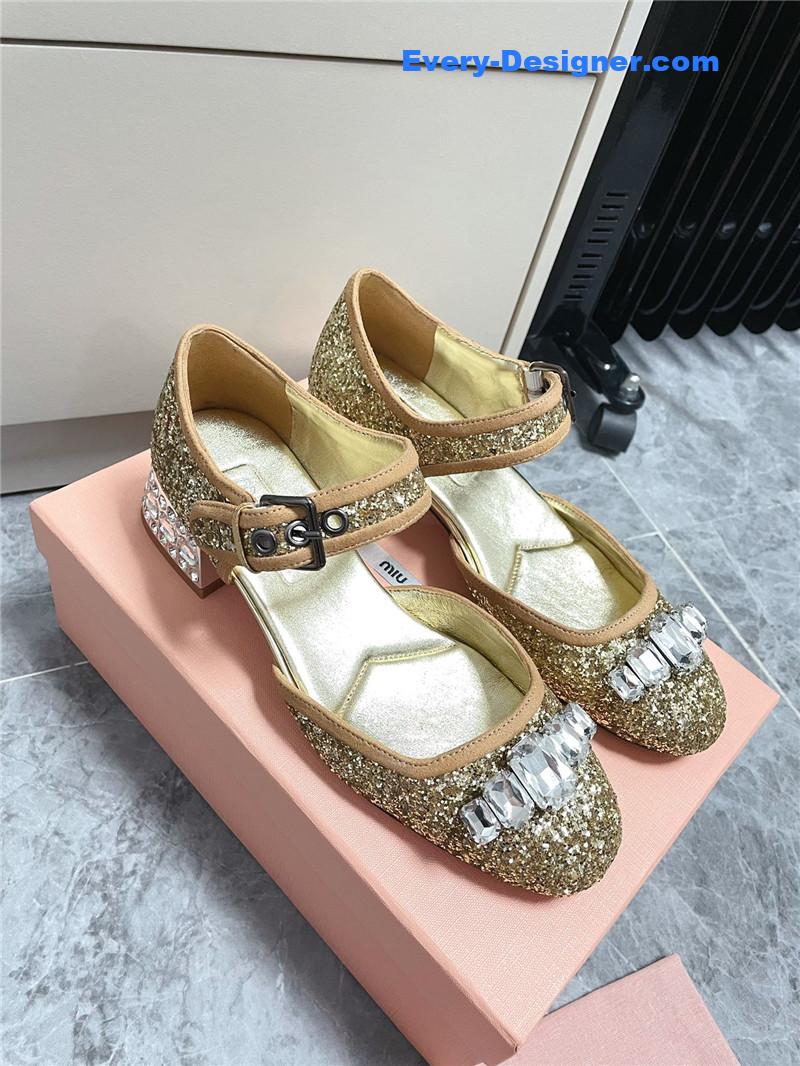 miumiu Mary Jane rhinestone heels