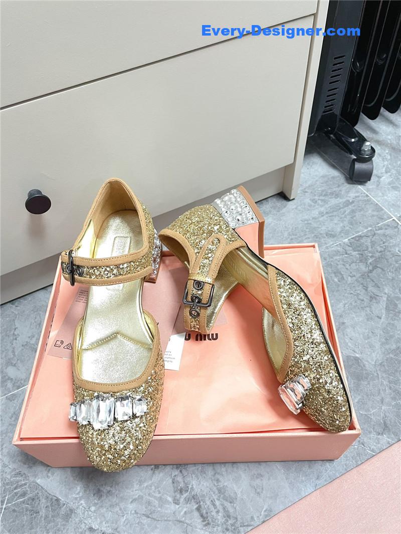 M1um1u mary jane rhinestone heels